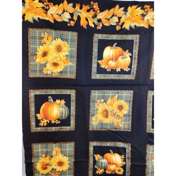Autumn Elegance Fall Fabric Panel Sunflowers Pumpkins 24"x44" Quilting Cotton - Picture 10 of 16